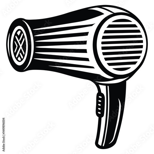 Hair dryer for drying hair icon silhouette vector illustration, Hair dryer icon, Vector, Flat design, Isolated