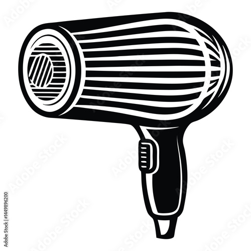 Hair dryer for drying hair icon silhouette vector illustration, Hair dryer icon, Vector, Flat design, Isolated