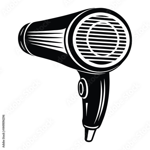 Hair dryer for drying hair icon silhouette vector illustration, Hair dryer icon, Vector, Flat design, Isolated