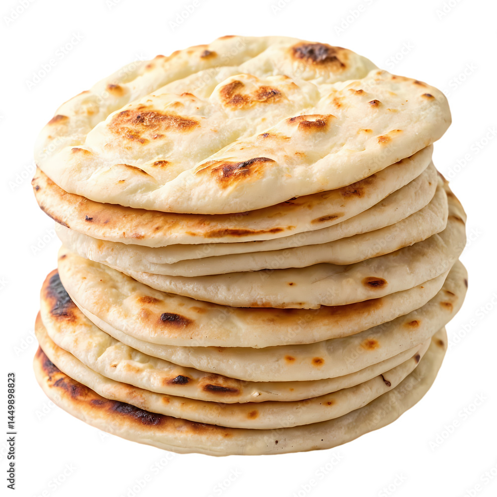 Stack of Homemade Flatbreads Recipe Cooking Guide on Transparent background Stack of Homemade Flatbreads Recipe Cooking Guide on Transparent background