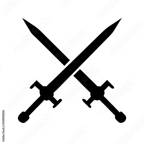 crossed swords silhouette on transparent background for web and graphic design