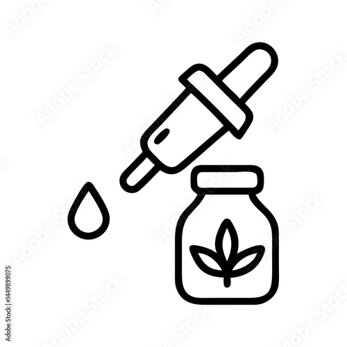 dropper bottle herbal extract on transparent background for web and graphic design