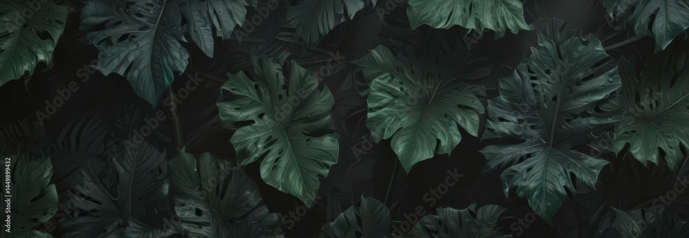 Intricate black & green exotic leaf pattern; dramatic, shadowy style, nature, green Intricate black & green exotic leaf pattern; dramatic, shadowy style, nature, green