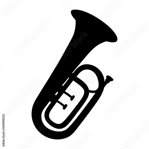 Silhouette of a sousaphone or tuba, a low brass musical instrument