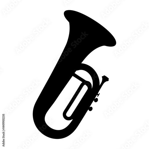 Silhouette of a Tuba Musical Instrument for Orchestral and Band Performances