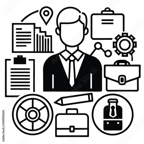 Office and Business Editable Icons set. Vector illustration in modern thin line style of business related icons: teamwork, documents, devices, and more. Pictograms and infographics for mobile apps.

