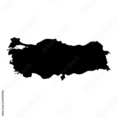 Detailed Silhouette of Turkey Map on a White Background for Geography