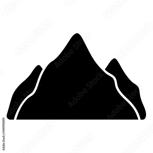 Dramatic mountain range illustration with a central peak and rocky terrain