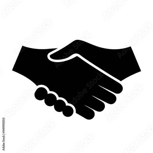 Simple black and white handshake image representing agreement and collaboration, symbolising business deal