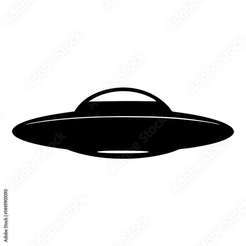Black and white UFO icon representing an alien spaceship or flying saucer