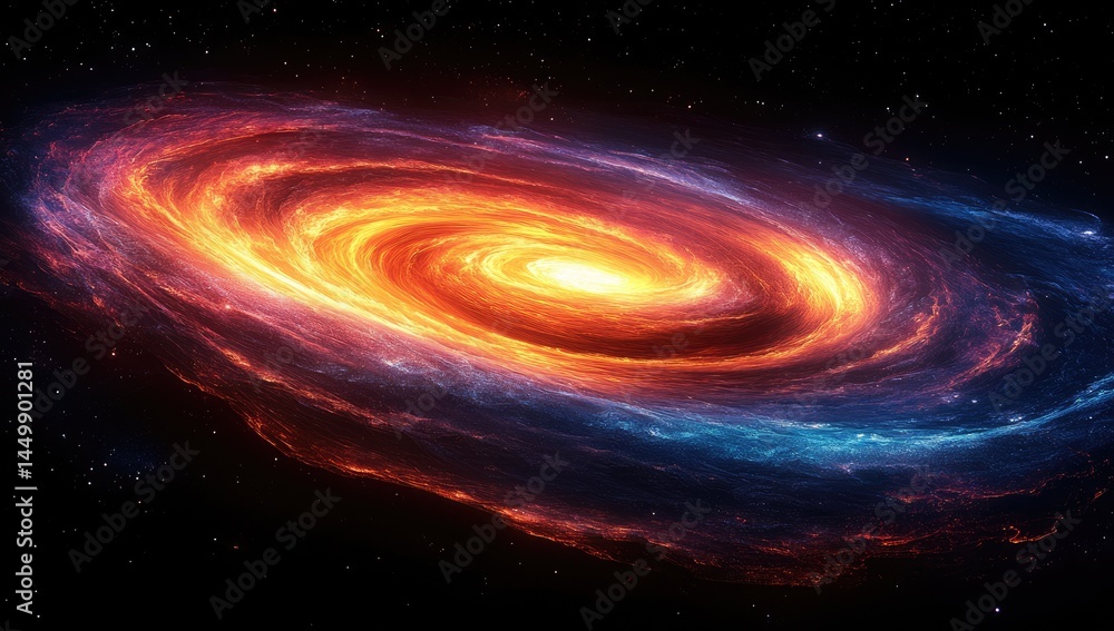 Fiery spiral galaxy in space, cosmic background Fiery spiral galaxy in space, cosmic background