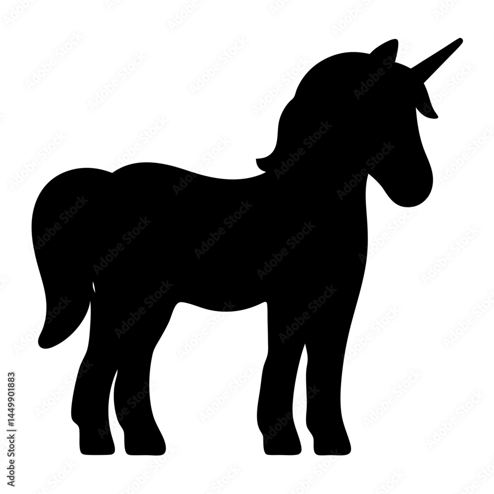 Silhouette of a Mythical Unicorn Creature Standing on a White Background Silhouette of a Mythical Unicorn Creature Standing on a White Background
