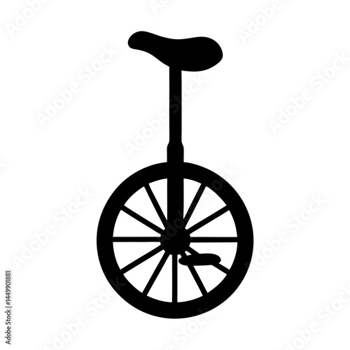 Black silhouette of a unicycle with one wheel and a seat