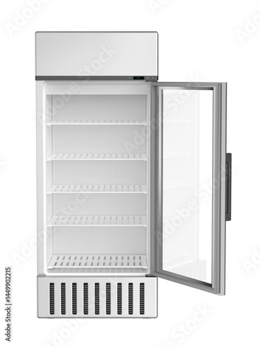 Wallpaper Mural Empty silver supermarket beverage refrigerator with an open door, front view Torontodigital.ca