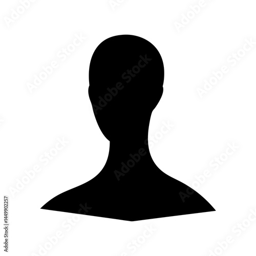 Silhouette of a bald head, neck and shoulders on a white background