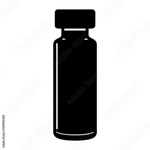 Silhouette Illustration of a Sterile Medicine Vial, Medical Treatment and Healthcare Concept