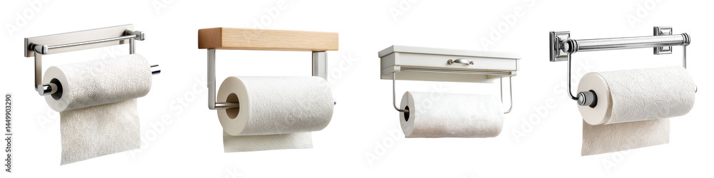 Obraz premium Collection of modern paper roll holders for bathroom and kitchen