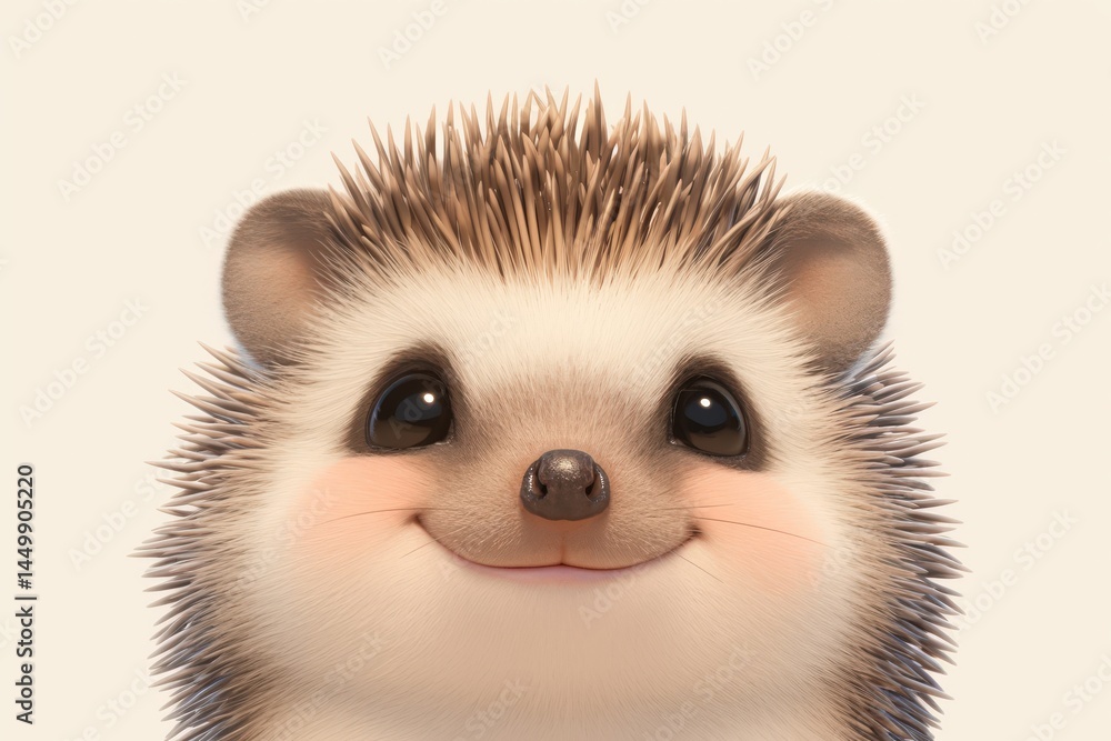 A cheerful hedgehog face with a cute smile. Adorable, friendly face close up A cheerful hedgehog face with a cute smile. Adorable, friendly face close up