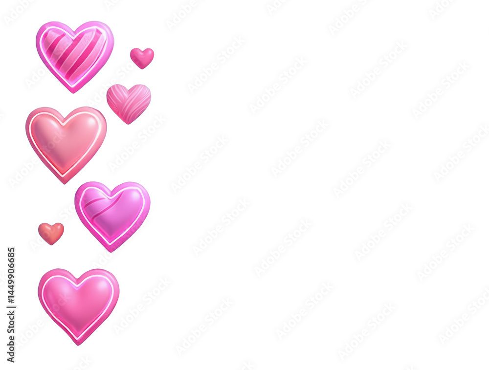 Candy Heart Arrangement in Retro-Futuristic Style Forming a Vertical Stripe Down the Left Candy Heart Arrangement in Retro-Futuristic Style Forming a Vertical Stripe Down the Left