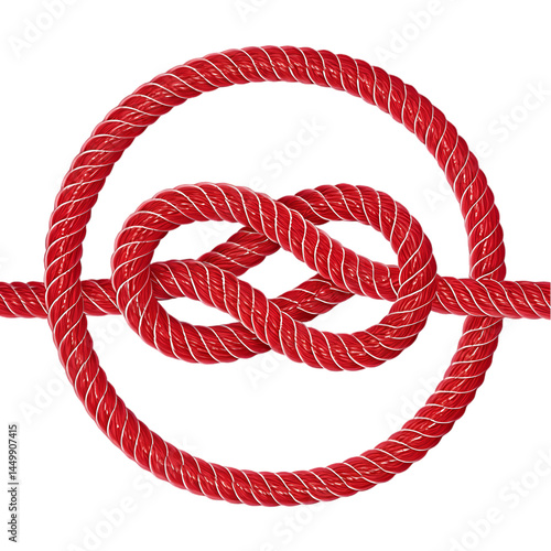Red Rope Knot in a Circle A Symbol of Connection and Unity isolated on transparent background