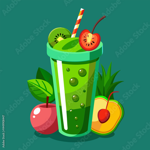 Green Smoothie with Kiwi. Cherry. and Avocado