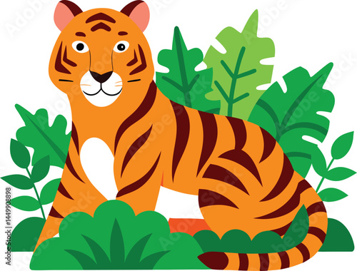 Tiger resting in the jungle vector illustration