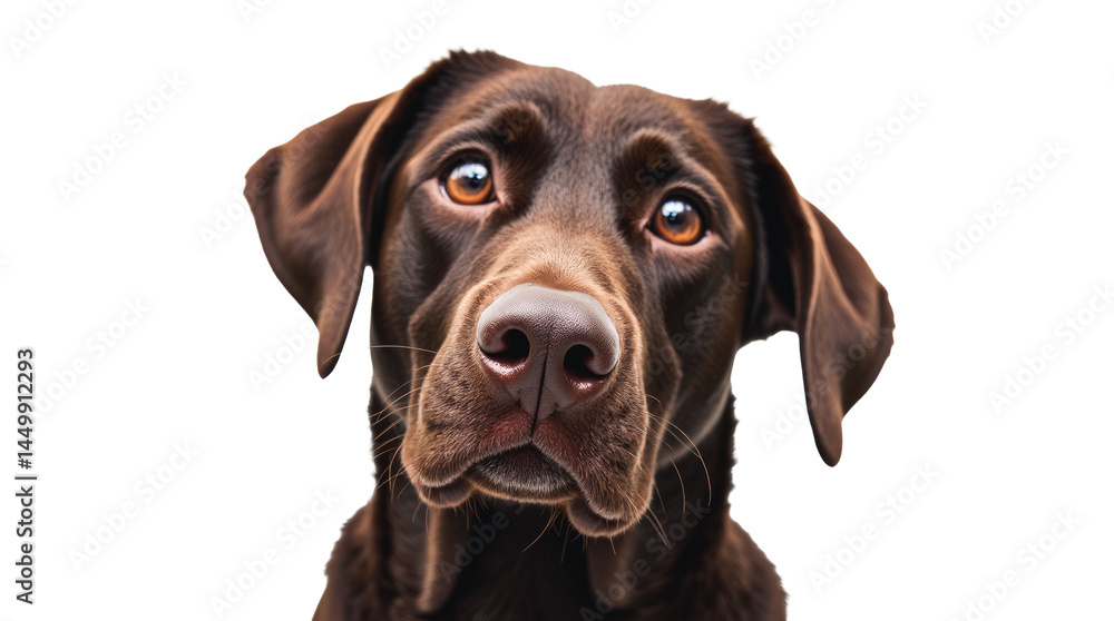 Labrador Retriever Dog – Expressive Brown Eyes and Attentive Gaze – Close-Up Portrait Labrador Retriever Dog – Expressive Brown Eyes and Attentive Gaze – Close-Up Portrait