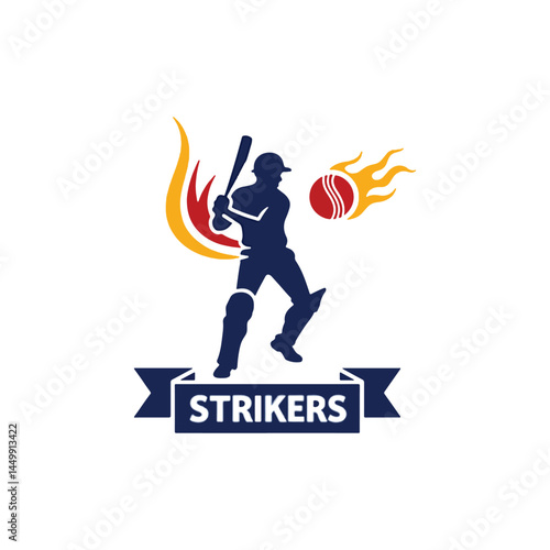 Dynamic Cricket Striker Logo for Team "Strikers"