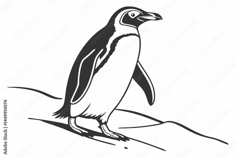 Obraz premium Minimal Penguin Silhouette Vector Design