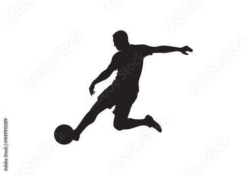Football player, kicking ball soccer Silhouette Vector