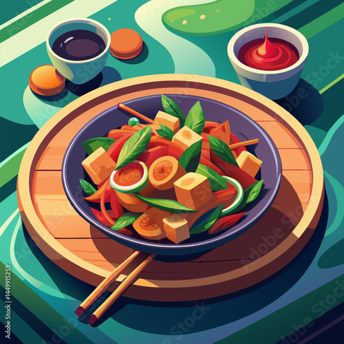 Vibrant Tofu Stir Fry. A Delicious Asian Cuisine