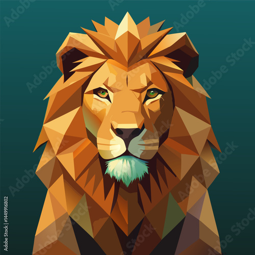 Geometric Lion Portrait. A Majestic Digital Artwork