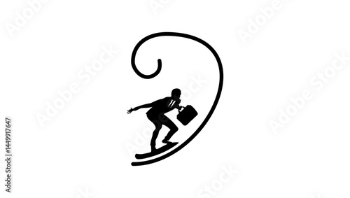 Stock Market Fluctuates, black isolated silhouette