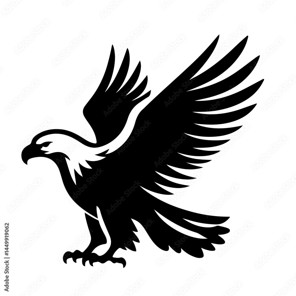 Obraz premium Eagle Silhouette with Spread Wings
