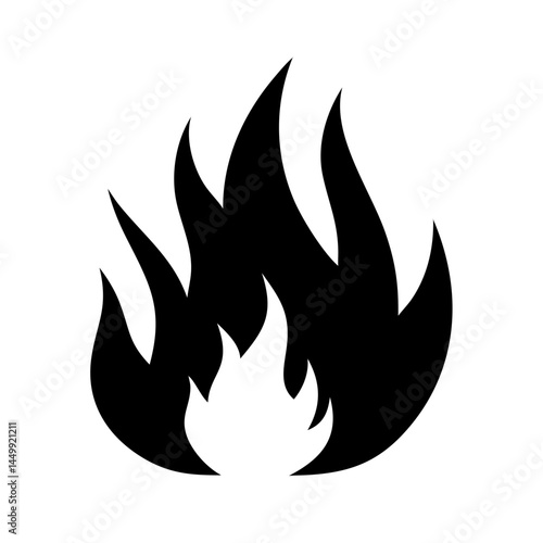fire or blaze silhouette on transparent background for web and graphic design
