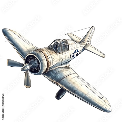 Retro vintage aircraft on white background