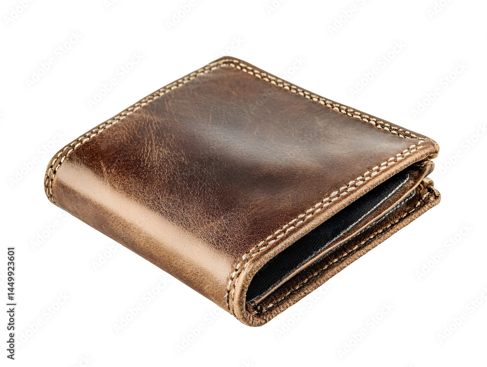 a brown leather wallet with stitching a brown leather wallet with stitching