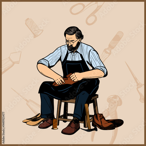 Hand Drawn Traditional Shoemaker Illustration