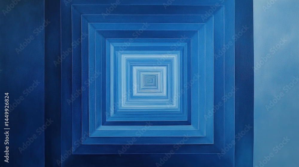 blue square tunnel abstract painting blue square tunnel abstract painting