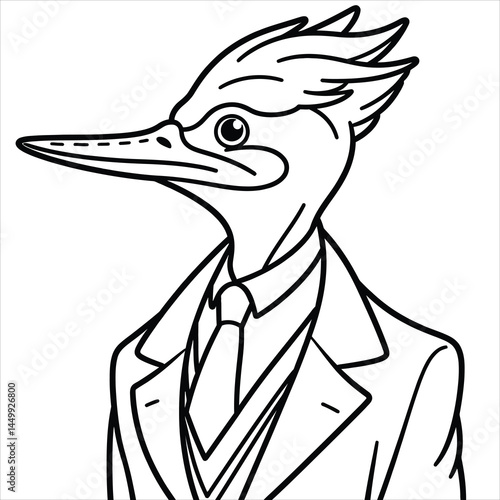 Sharpdressed birdman in suit and tie