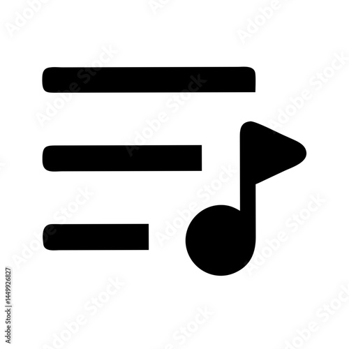 Playlist icon featuring musical notation and list layout  