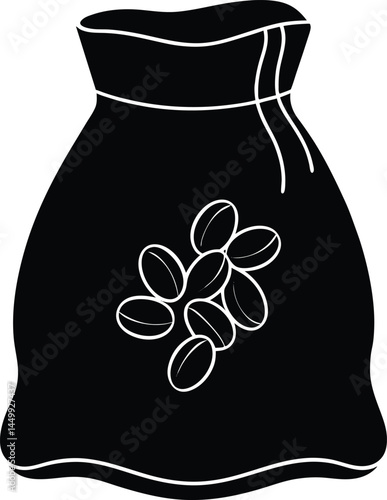 bag of coffee beans on white background  .eps
