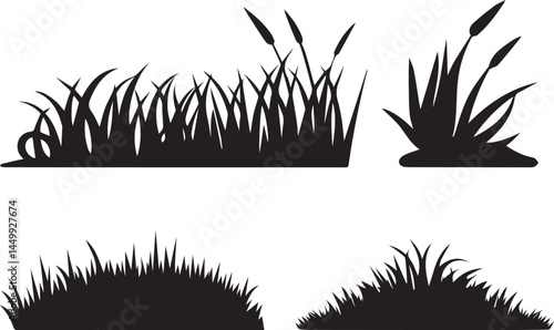 Vector Grass Silhouettes Collection – Natural Foliage and Turf Elements for Landscape and Garden Design