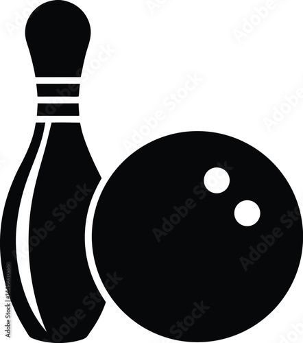 bowling ball and pin on white background 