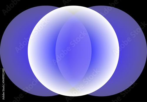Composición abstracta en azul con círculos y elipses