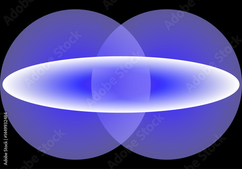 Composición abstracta azul con esferas interpuestas. Masculino. Hombre