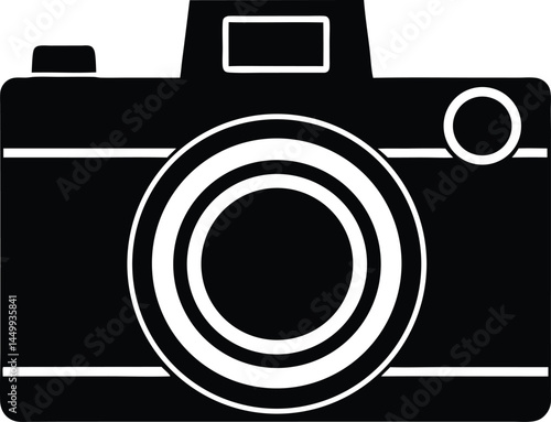 camera icon with lens detail on white background  .eps