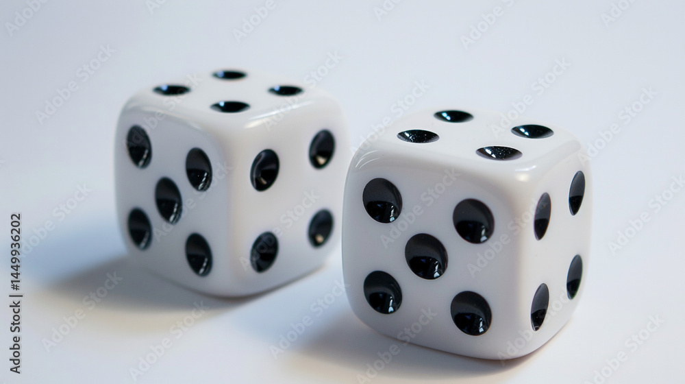 A moment of chance captured in two white dice resting on a textured surface, poised to determine fate in games of luck and strategy. A moment of chance captured in two white dice resting on a textured surface, poised to determine fate in games of luck and strategy.
