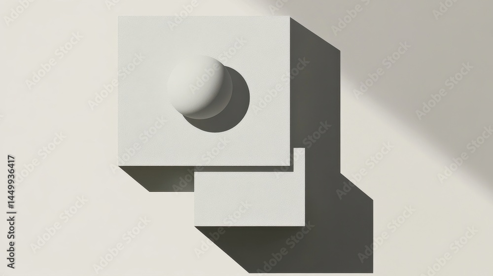 minimalist white cube and sphere composition minimalist white cube and sphere composition