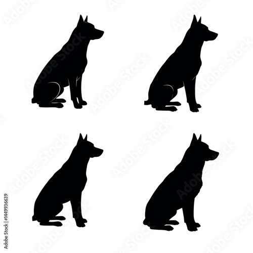 Sitting dog silhouettes vector illustration pet animals